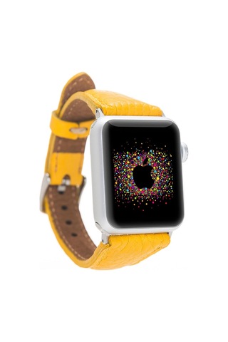 Bouletta Apple Uyumlu  Watch Ince Deri Kordon 38-40-41 MM Sarı