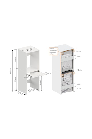 Aqua Bagno Urban Smartbox Çamaşır Ve Kurutma Makinesi Dolabı -çekmeceli-2 Parça-beyaz Abs.50.01.01.01