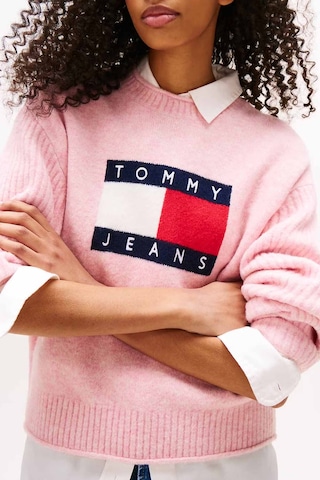 Tommy Hilfiger Kadın Tjw Melange Flag Kazak - Pembe Mystic Pink Htr