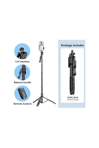 Profesyonel Tripod Ve Selfie Çubuğu L16 Bluetooth Uzaktan Kumandalı 153 Cm Cep Telefonu Yüksekliği Ayarlanabilir Masaüstü Portatif Taşınabilir İç Dış Mekan Evde Tatilde Kampda Kullanım Uygun