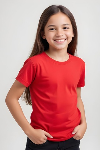 Fyk Kids Kız Çocuk Yuvarlak Yaka Penye T-shirt Kırmızı