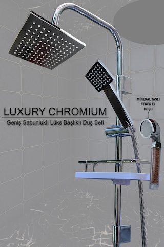 Yeni Nesil Robot Yağmurlama Tepe Duş Başlığı Seti Kare Model Krom