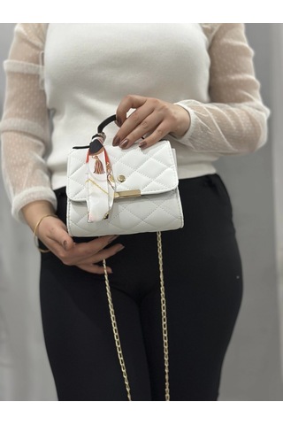 Biçomi Beyaz Cilt Zoje Çanta Beyaz