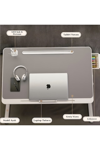 Karr Office Move - N6 Yükseklik Ayarlı Led Aydınlatmalı Gri Laptop Sehpası Diğer