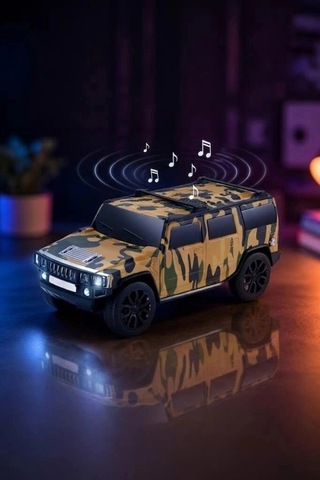 Premium Torima Bluetooth Hoparlör Araba Tasarımlı D48 Kamuflaj Ses Sistemi Radyolu Parti