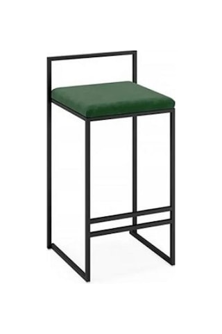 Lora Yeşil Kumaşlı Metal Bar Sandalyesi Siyah