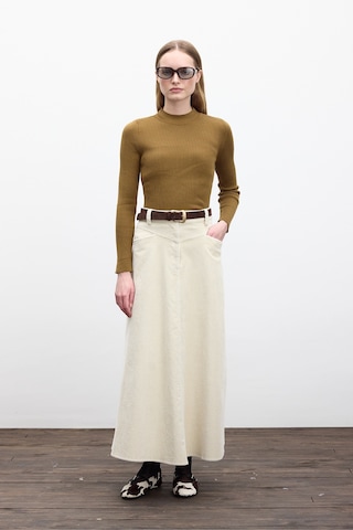 Fitilli Kadife Uzun Etek Vanilya Vanilya