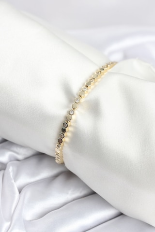 Pirinç Gold Renk İnce Petek Model Kadın Bileklik Çok Renkli