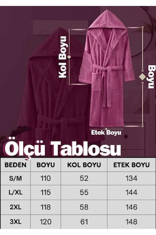 Eponj Home Kapüşonlu Bornoz Doğa Mürdüm 3xl Mürdüm