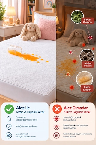 Sıvı Su Geçirmez %100 Pamuklu Ped Köşe Lastikli Alez Bebek Yatak Koruyucu Park Beşik Kreş Anaokulu 50x90