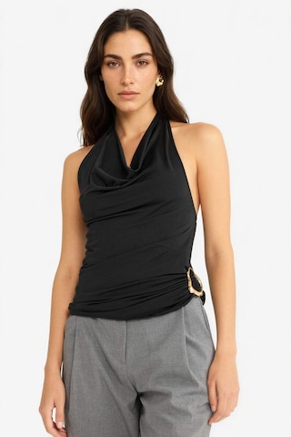 Defacto Regular Fit Halter Yaka Toka Detaylı Bluz G0468ax25aubk81 Siyah