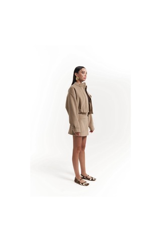 Tenby Taupe Crop Ceket-etek Takım Taupe