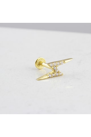 Glorria Altın Şimşek Tragus Piercing Çok Renkli 70555533
