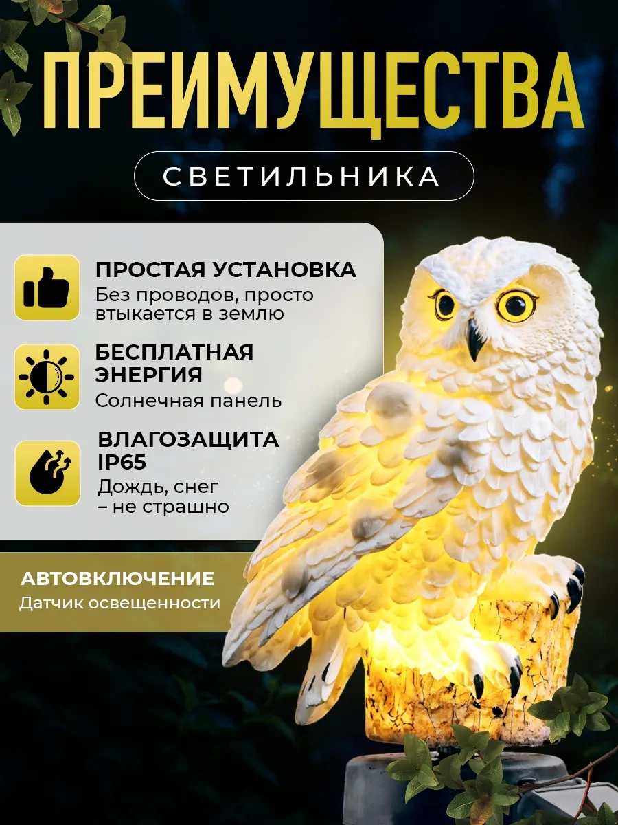 Hittoday Güneş Enerjili Baykuş Bahçe Lambası 218098698