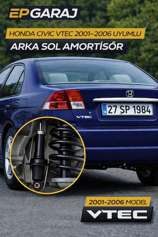 Honda Civic Vtec 2001 2006 Uyumlu Arka Sol Amortisör Oem -