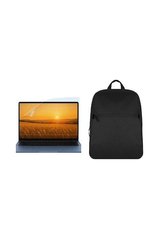 Samsung Galaxy  Uyumlu Book4 Edge 15.6"  Uyumlu Siyah Notebook Laptop Sırt Çantası Ve Ekran Koruyucu