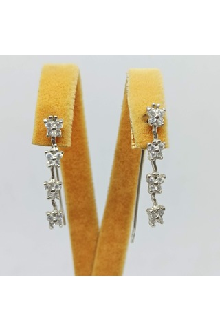 Firuze Gümüş Sıralı Beyaz Zirkon Taşlı Gümüş Küpe F1600583