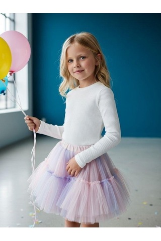 Zekids Kız Çocuk Pamuklu Kaşkorse Bluz-16456 Ekru