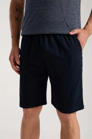 Lenaca Erkek Lacivert Sıfır Yaka Kısa Kol Şortlu Pijama Takımı Lacivert