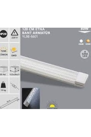 Noas 80w 6500k Beyaz Işık 120 Cm Etna Bant Armatür 2 Adet Beyaz