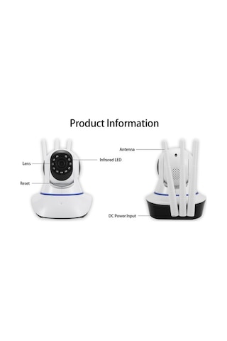 Fortunelane Ip Kamera Bebek İzleyici 1080p, İki Yönlü Ses, Hareket Algılama, Entegre Gece Görüşü, Uygulama Desteği, 3 Anten, Avru