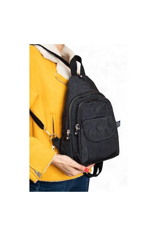 Body Bag Göğüs Çantası Klinkır Kumaş Çok Cepli Bady Bag Sırt Çantası Hafif Yağmur İtici 30 20 Cm Siyah