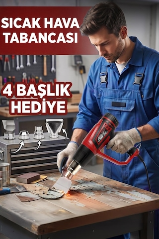 Assur 2000W 2 Kademeli 4 Başlıklı Sıcak Hava Tabancası - 3085