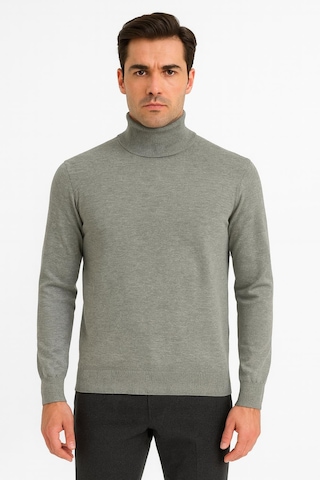 Huffa Erkek Slim Fit Boğazlı Erkek Triko-7430 Gri