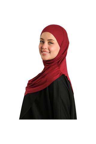 Hürrem Bone Bordo Pratik Hazır Geçmeli Tesettür Eşarp Viskon Boneli Büyük Boy 1290bv 16 bordo