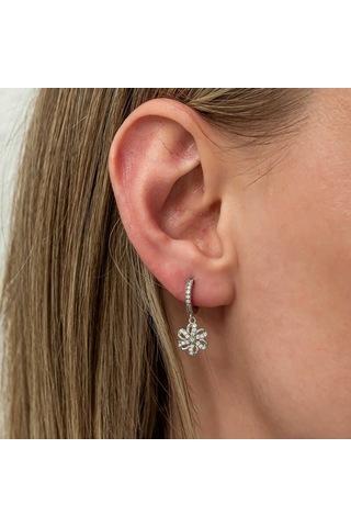 Kenpazar Gümüş Sallantılı Çiçek Kadın Küpe Gümüş