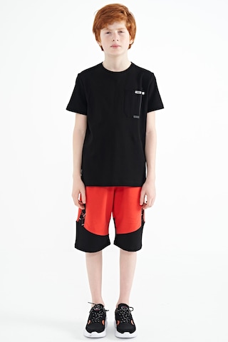 Tommylife Tommy Life Siyah Cep Detaylı O Yaka Standart Kalıp Erkek Çocuk T-shirt - 11120 Siyah
