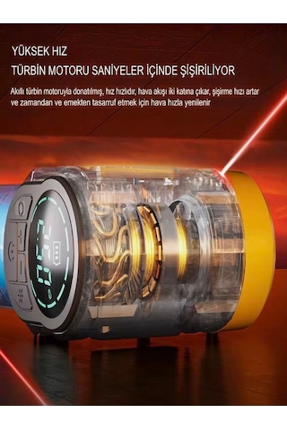 3600mah 150psı Lcd Ekranlı Kompresörlü Araç, Motosiklet, Scooter,