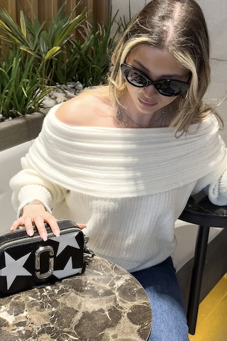 Lela Oversize Fit Madonna Yaka Triko Bayan Kazak 4615216 Ekru