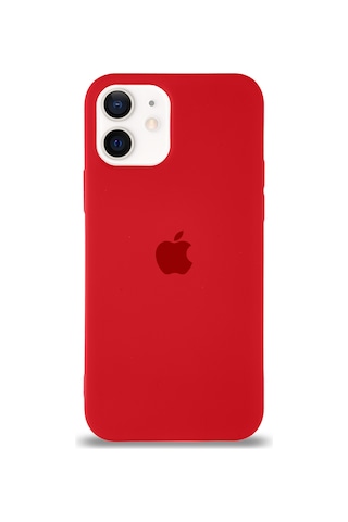 Apple Uyumlu  iPhone 12 Mini ile Logolu Silikon Kılıf Altı Kapalı İçi Kadife Lansman Arka Kapak