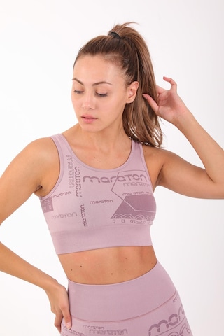 Maraton Active Slimfit Kadın Atlet Yaka Kolsuz Koşu Lila Bra 813065-Lila