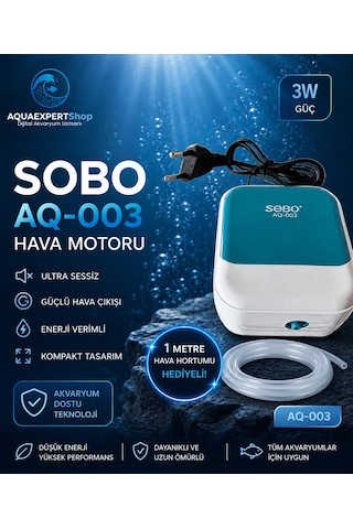 Sobo Tek Çıkışlı Ultra Sessiz Akvaryum Hava Motoru - 1 Metre Hava Hortumu Hediyeli - Renkli Gövde - 3w - Güçlü Hava Çıkışı - Kompakt Tasarım -003