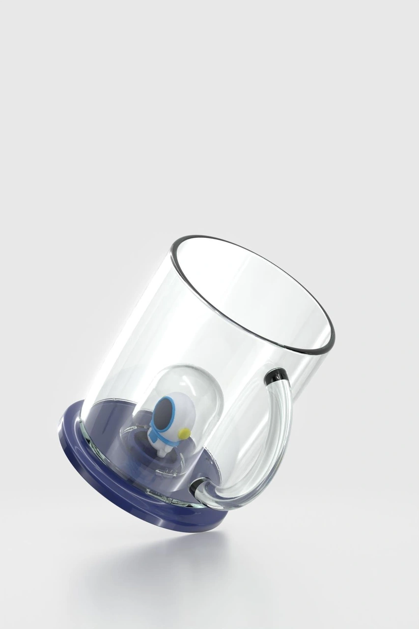 Renga Joy Astronot Figürlü 250 Ml Kulplu Tritan Bardak 222059 Mavi Mavi
