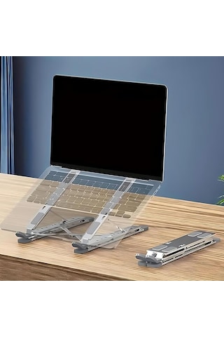 Tr Ayarlanabilir Laptop Standı 7 Kademeli, Ergonomik, Kaymaz Silikon Destekli, Taşınabilir Dizüstü Bilgisayar V