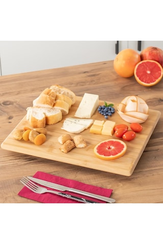 Porsima Bambu Peynir Pizza Tahtası Sunum Tahtası 360 Derece Dönen Yuvarlak Lüx Servis 35 X 30 X 1.5 Cm Diğer