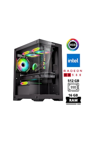 Xaser XSR1008 i5-7400 16 GB 512 GB SSD 8 GB RX580 Free Dos Masaüstü Oyuncu Bilgisayarı