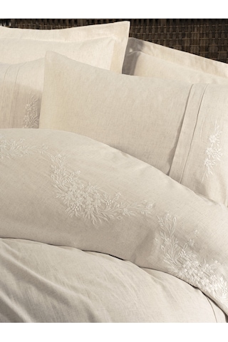 Cotton Box Cotton Keten Çift Kişilik Nevresim Takımı Forbes Bej