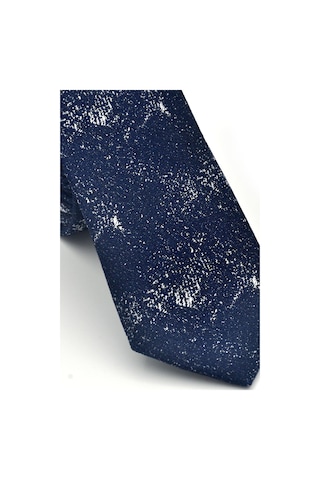 Gaffy Gri Desenli Lacivert Dokuma Kumaş Mendilli Slim Fit Kravat // Sdk-2613-2 Lacivert