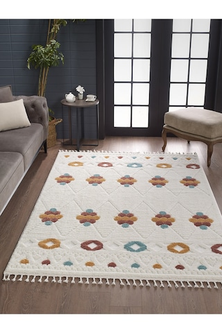 Mariesse Home Elit Bukleli Multi Renkler Yumuşak Peluş Post Shaggy Çocuk Odası Oturma Odası Salon Halısı 0911a Çok Renkli