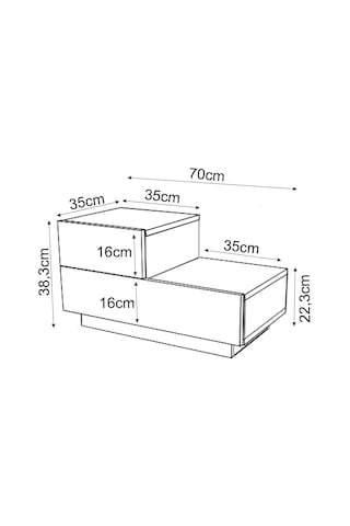 Kayra Kmd002 Led Işıklı Komodin 2 Çekmeceli Modern Tasarım, Beyaz Çok Renkli