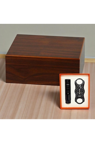 Cedar Alman Humidor Puro Kutusu Çakmak Kesici Seti