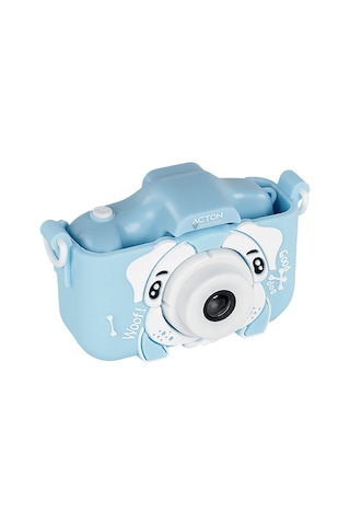 Acton Unicorne Full HD Dijital Çocuk Fotoğraf Makinesi Mavi Silikon Kılıflı