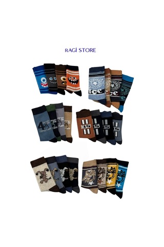 7'li Mix Desen Penye Dikişsiz Çocuk Soket Çorap Çok Renkli