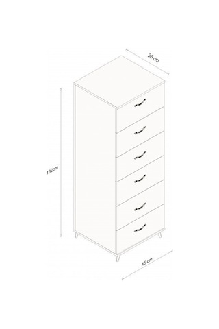AE-3038 Belinda 6 Çekmeceli Şifonyer Beyaz