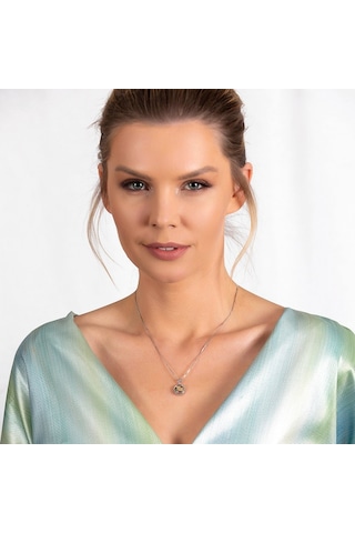 Multicolor Zirkon Taşlı Oval Tasarım Gül Detaylı 925 Ayar Gümüş K (475777878)
