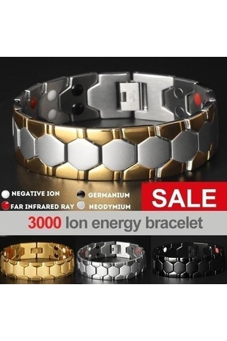 Siyah Punk Paslanmaz Çelik Erkek Bileklik Enerji Manyetik Bilezik Takı Zinciri Kadın Bilezik Bileklik Siyah